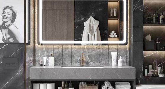 luxury double sink wall mount bathroom vanity and led mirror cabinet northern interiors 5