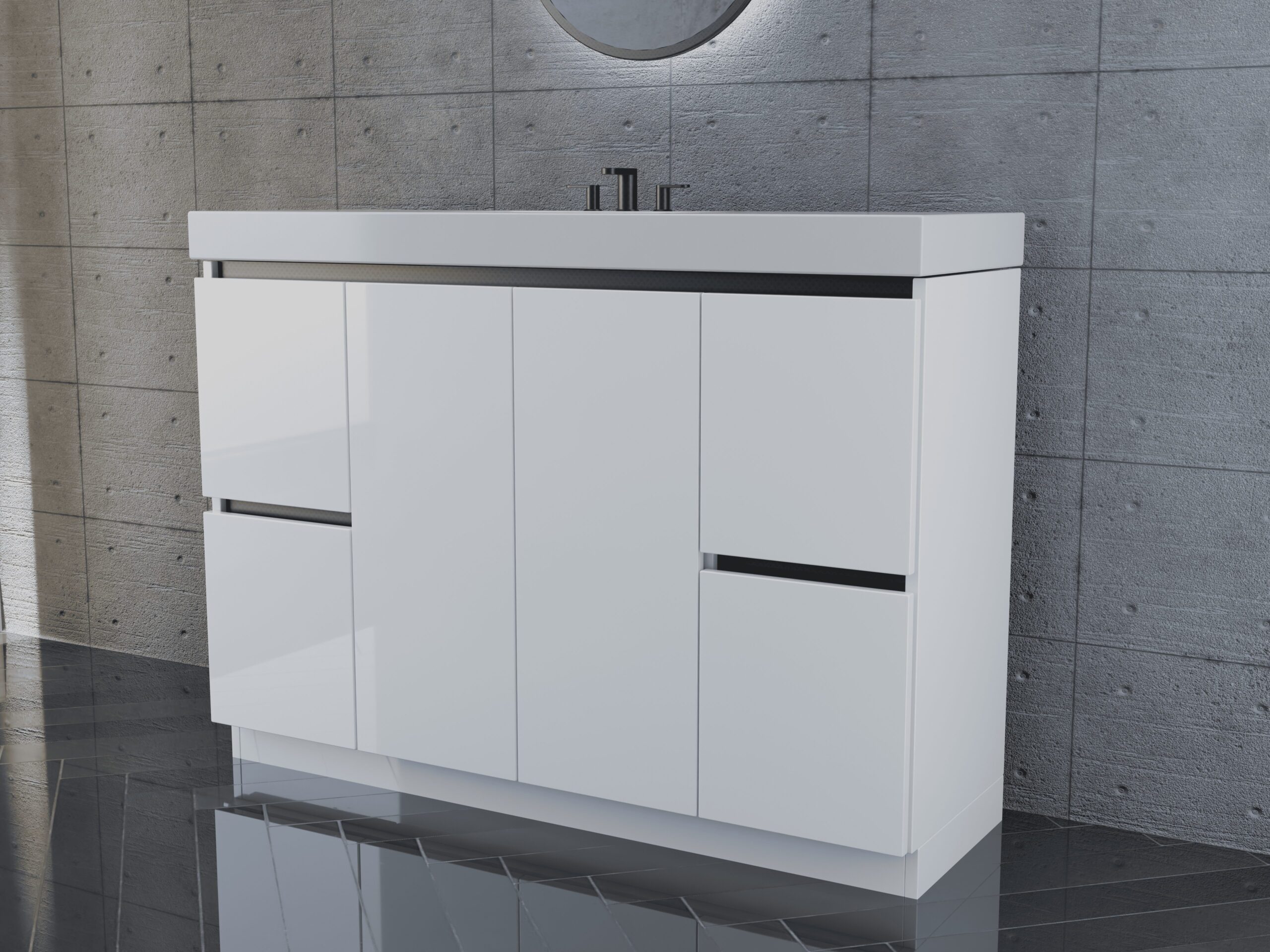 48in GlossyWhite w Black 3 48in GlossyWhite w Black 3