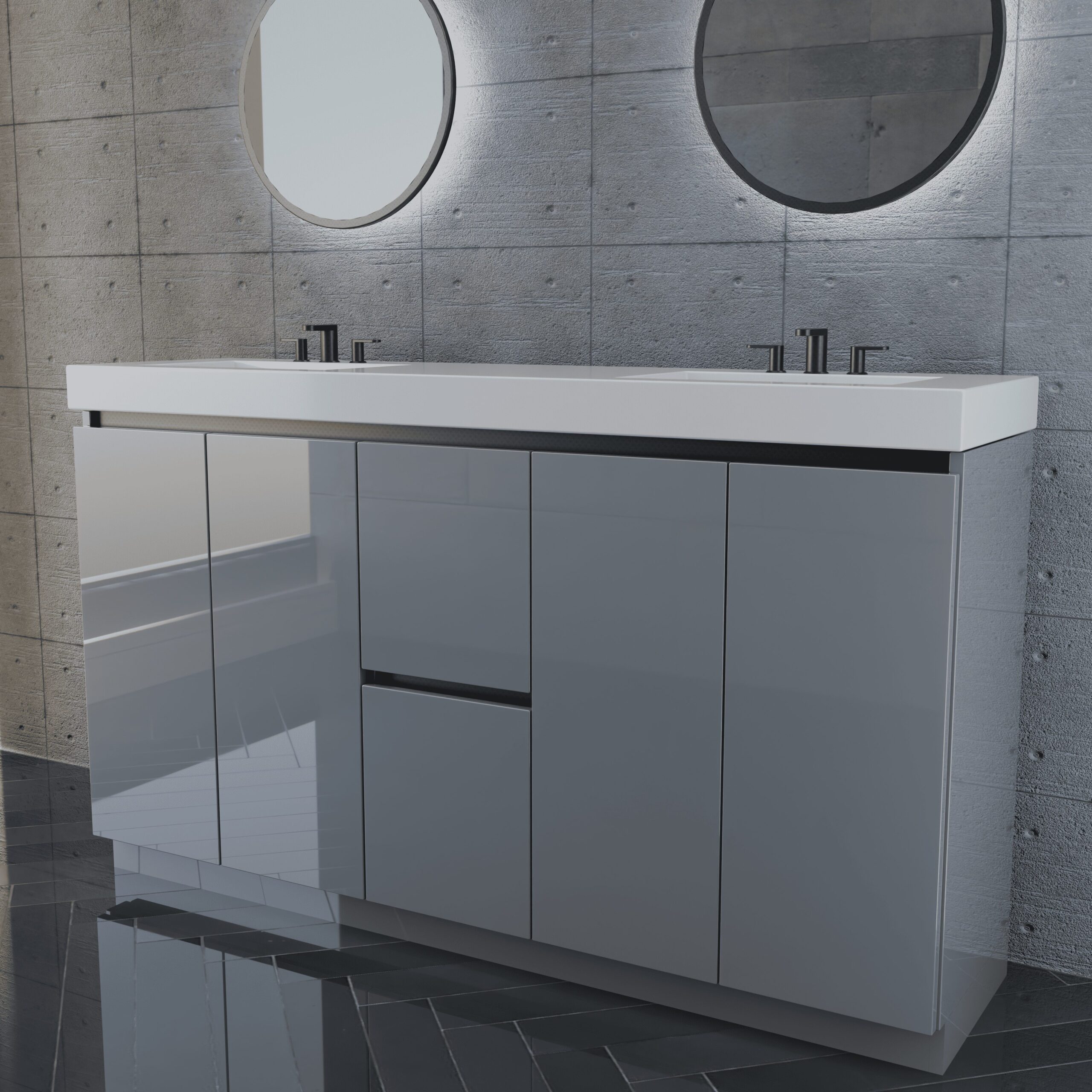 60in GlossGrey w Black 3 60in GlossGrey w Black 3