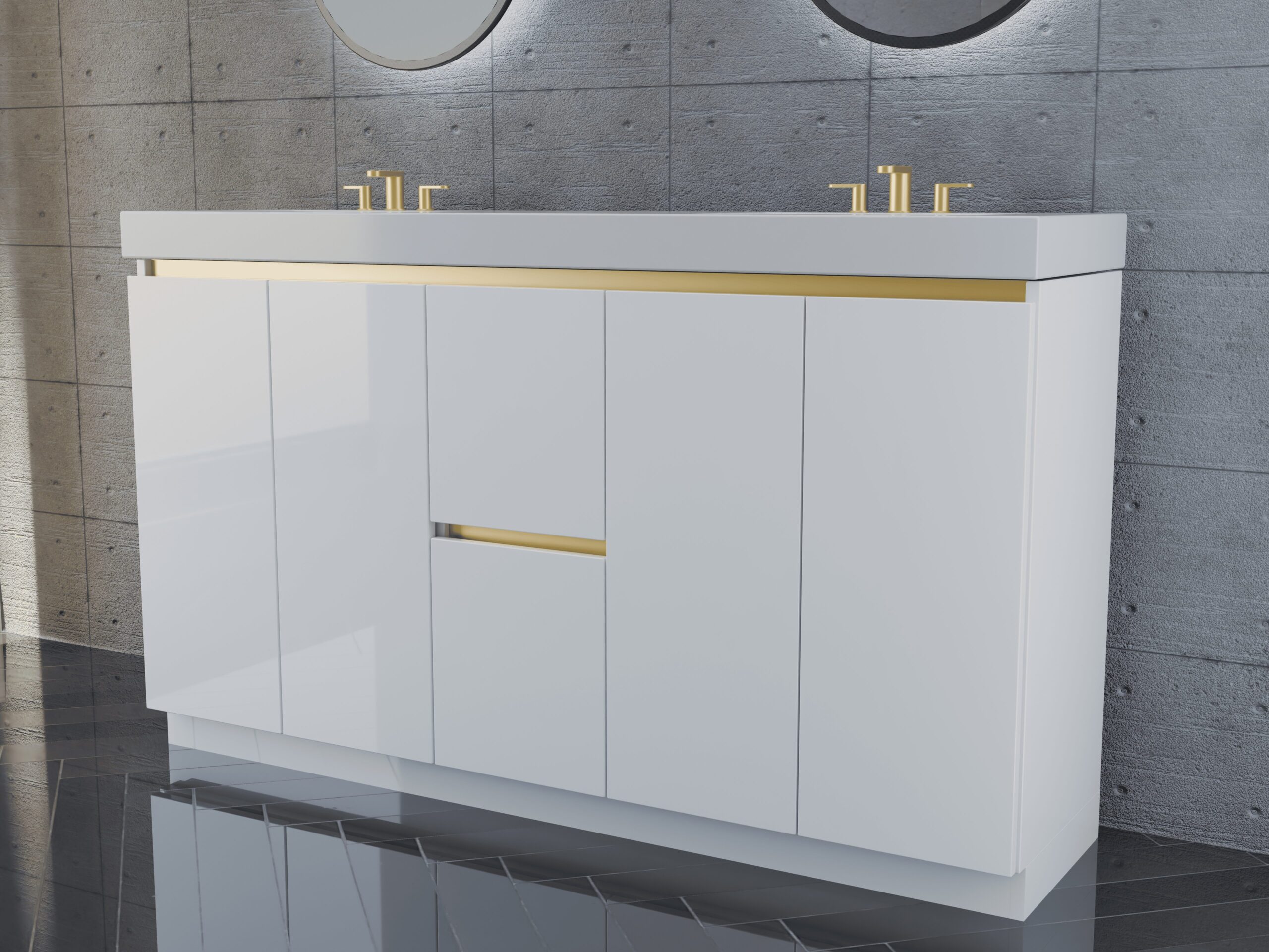 60in GlossyWhite w Gold 3 60in GlossyWhite w Gold 3