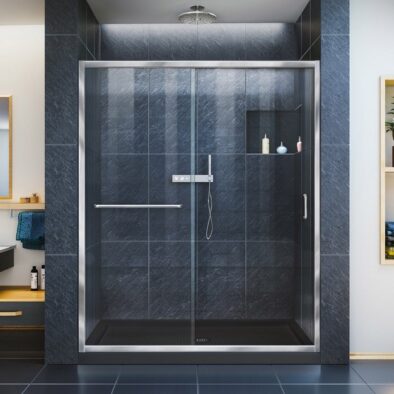 Infinity Z Shower Door 60 Chrome Black Base.jpg
